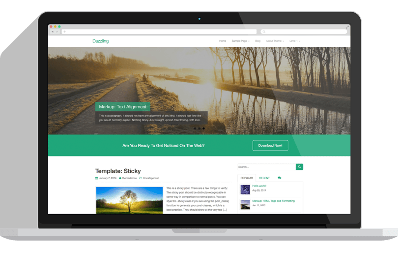 Os melhores temas para WordPress, gratuitos e responsivos para seu site ou blog. 2 Dazzling-wordpress-theme-free