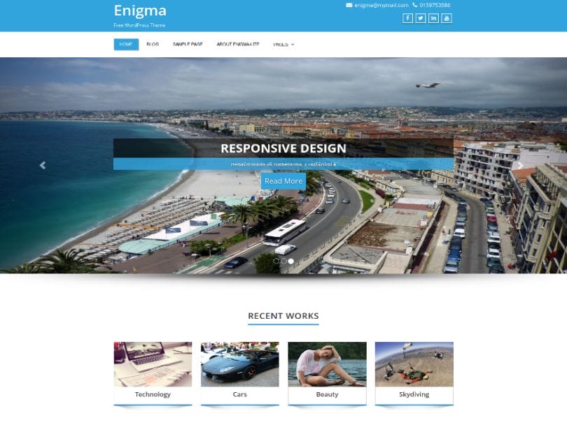 Os melhores temas para WordPress, gratuitos e responsivos para seu site ou blog. 6 Enigma-free-theme-wordpress