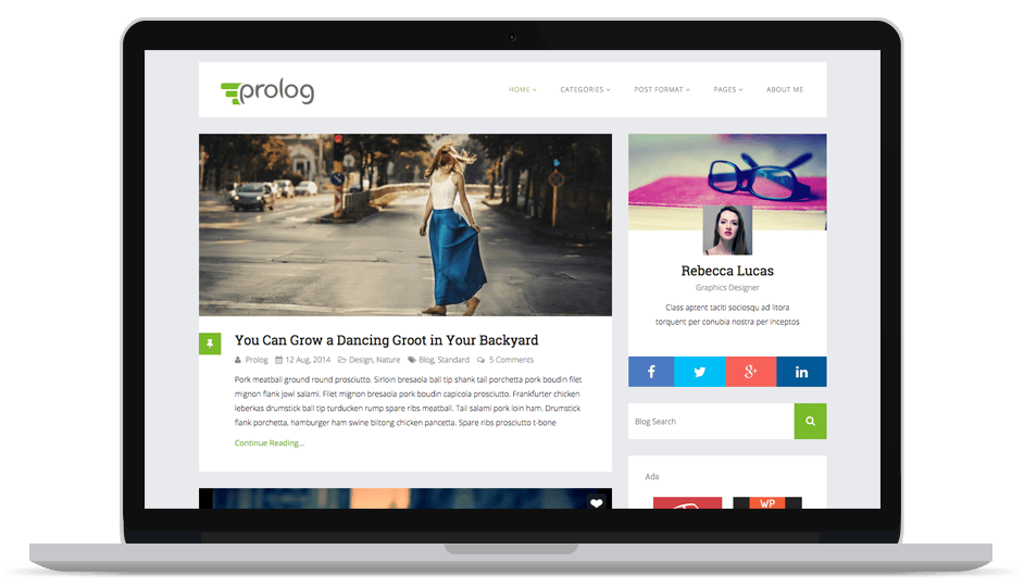 Os melhores temas para WordPress, gratuitos e responsivos para seu site ou blog. 10 prolog-wordpress-theme-mockup