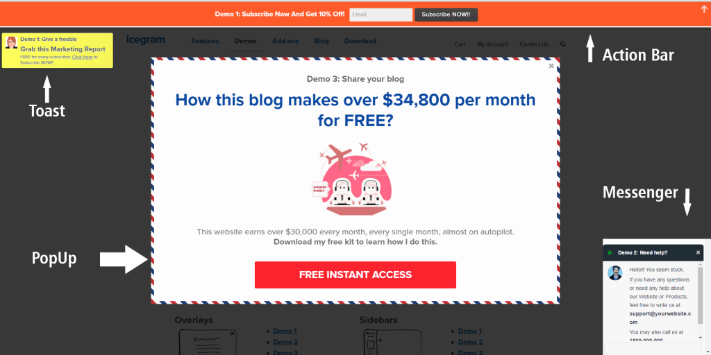O Melhor Popup Optin Plugin Wordpress para aumentar suas inscrições 3 icegram1