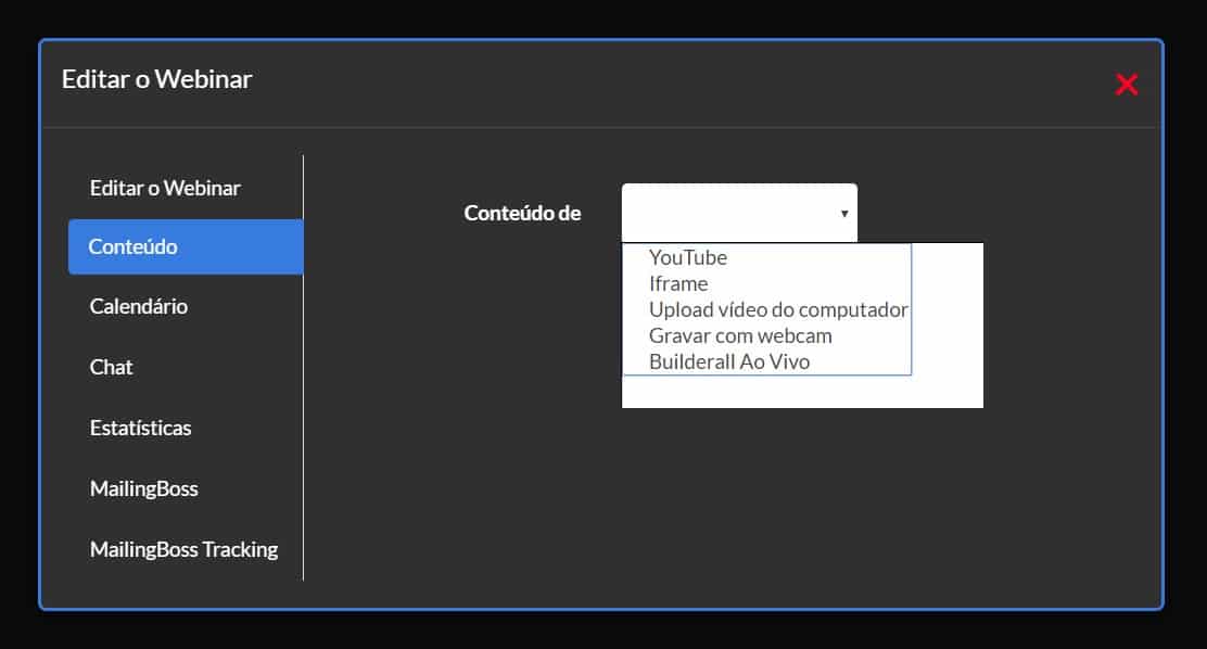Criar um Webinar na Builderall 2 conteúdo do webinar