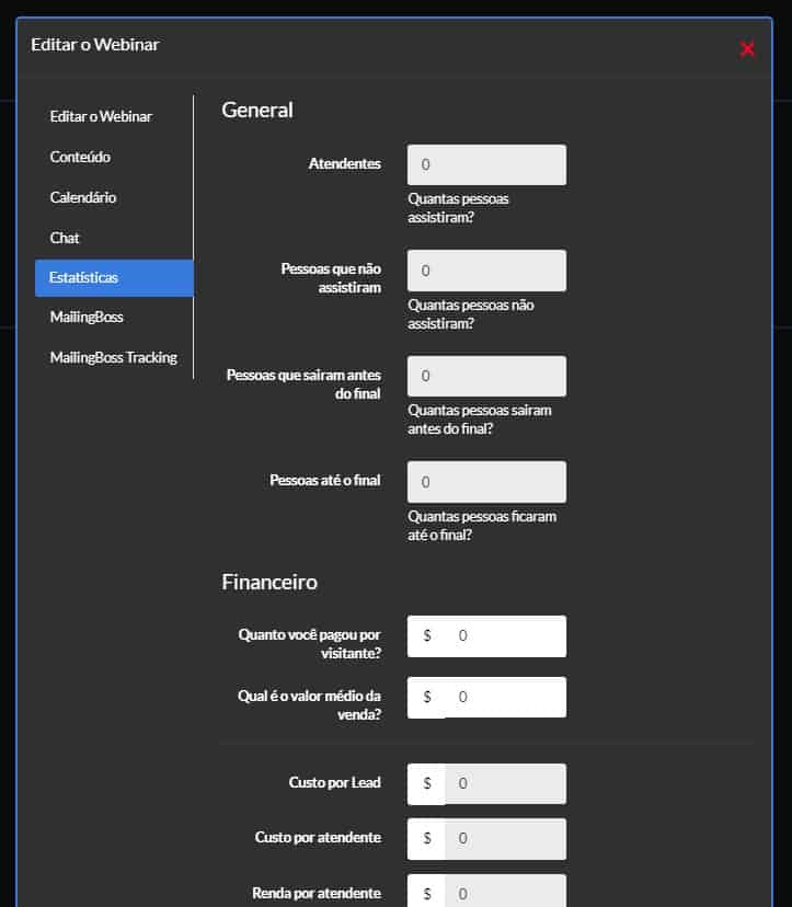Criar um Webinar na Builderall 5 estatística do webinar builderall