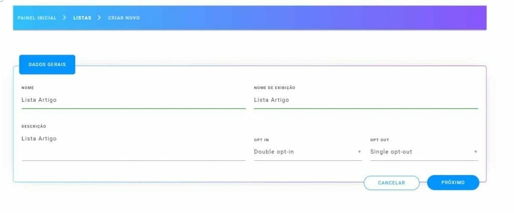 02 Como criar lista no Mailingboss